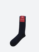 Marcoliani Mousse of Modal Herringbone Mid-Calf Sock - Navy