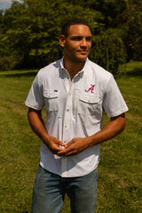Alabama Tailgater Short Sleeve Snap Shirt - White
