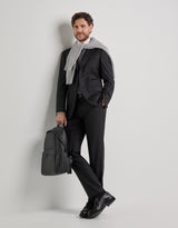 Canali black wool suit styled on model - Oak Hall