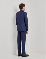 Canali blue wool suit on model, back - Oak Hall