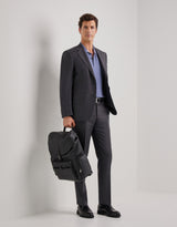 Canali charcoal wool suit styled on model - Oak Hall