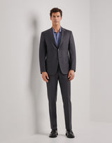 Canali charcoal wool suit on model, front - Oak Hall