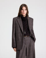 Jillian Blazer in Wool Flannel - Chocolate Multi
