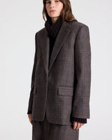 Jillian Blazer in Wool Flannel - Chocolate Multi