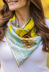 Austin Williams Art Double-Sided Silk Scarf - Chartreuse Quail Pair