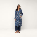 Bradley Linen Trench Coat - Navy Floral Print