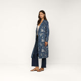 Bradley Linen Trench Coat - Navy Floral Print