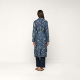 Bradley Linen Trench Coat - Navy Floral Print