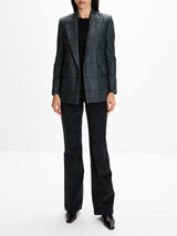 Plaid Double-Breasted Blazer - Dark Jade