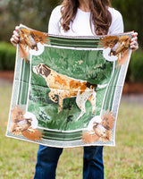 Double-Sided Silk Scarf - Green Pointing Strong