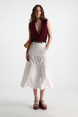 Dorothee Shumacher Crackle Shine Skinny Belt - Bordeaux/Rust/Tan Mix