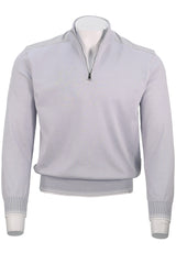 Half-Zip Sweater in Piuma Cotton with Typhoon Details - Skyride