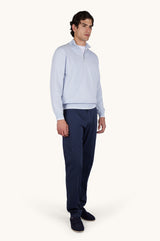 Half-Zip Sweater in Piuma Cotton with Typhoon Details - Skyride