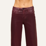 L'Agence Clayton Coated Wide-Leg Jean - Deep Sangria Coated