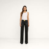 L'Agence Clayton Coated Wide-Leg Jean - Noir Coated