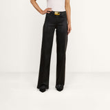 L'Agence Clayton Coated Wide-Leg Jean - Noir Coated