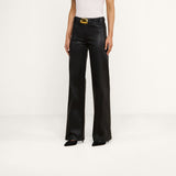 L'Agence Clayton Coated Wide-Leg Jean - Noir Coated