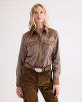 Lone Rider Shirt in Glen Plaid Wool Flannel - Brown Multi / Kelp