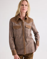 Lone Rider Shirt in Glen Plaid Wool Flannel - Brown Multi / Kelp