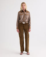 Lone Rider Shirt in Glen Plaid Wool Flannel - Brown Multi / Kelp