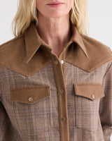 Lone Rider Shirt in Glen Plaid Wool Flannel - Brown Multi / Kelp