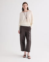 TWP Leather Slouchy BF Trouser - Dark Chocolate
