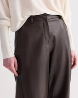 TWP Leather Slouchy BF Trouser - Dark Chocolate