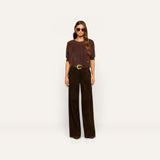 L'Agence Livvy Suede Trouser - Coffee Bean