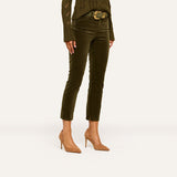 Celestia Velvet Slim-Leg Jean - Army