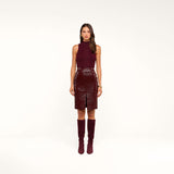 Violetta Vegan Leather Skirt - Dark Port Croc