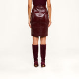 Violetta Vegan Leather Skirt - Dark Port Croc