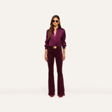 L'Agence Bianca Band Collar Blouse - DARK PLUM