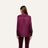 L'Agence Bianca Band Collar Blouse - DARK PLUM