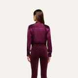 L'Agence Bianca Band Collar Blouse - DARK PLUM