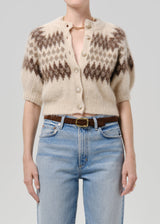 Molly Puff Sleeve Cardigan In Fairisle