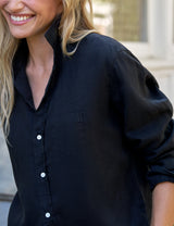 Frank and Eileen Relaxed Button-Up Shirt - Black Linen