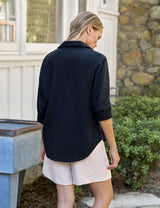 Frank and Eileen Relaxed Button-Up Shirt - Black Linen