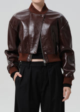 Camille Moto Recycled Leather Jacket - Burgundy