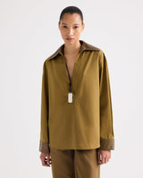 A Case of You Combo Top in Cotton Shirting - Kangaroo