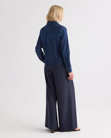 Mustang Sally Shirt with Snaps in Denim Shirting - Dark Stone