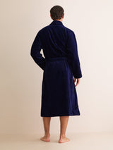 Derek Rose Triton Cotton Velour Bathrobe - Navy