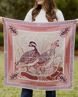 Double-Sided Silk Scarf - Dusty Rose Quail Pair