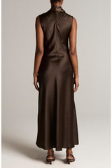 Draped Scarf Tie Slvls Dress