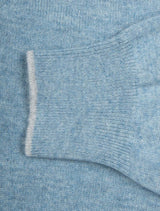 Gran Sasso Wool and Cashmere Suede Trim Quarter-Zip Sweater Blue