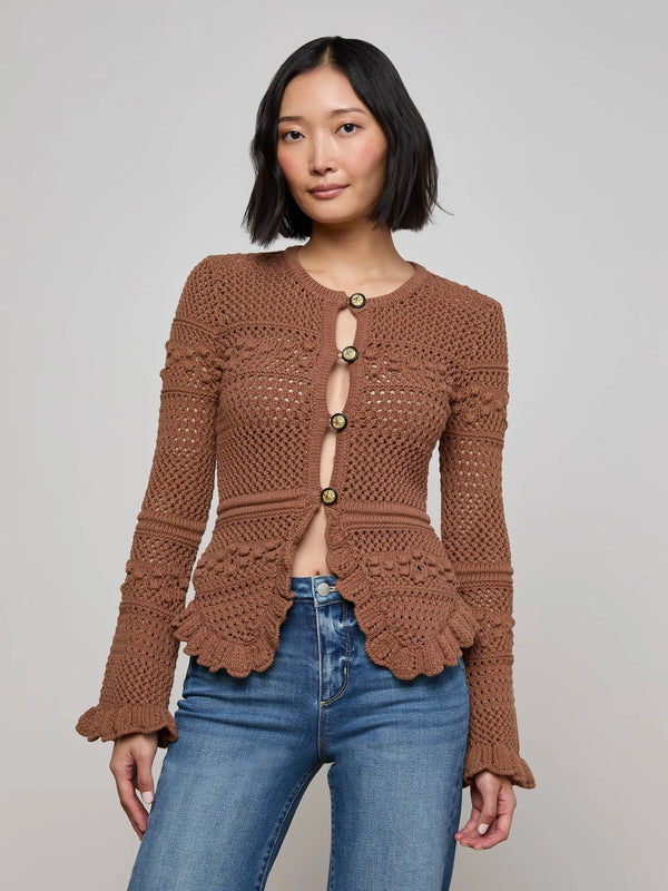 Kiva Open Stitch Ruffle Cardi