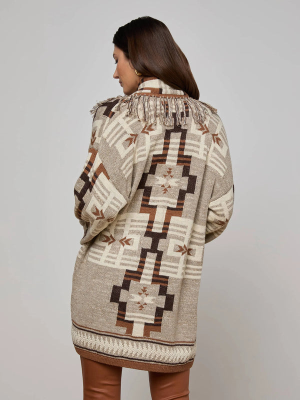 Jair Jacquard Fringe Cardi