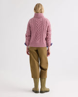Traveling T Neck Sweater in Italian Cashmere - Plum
