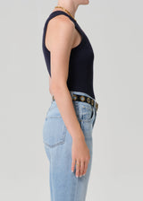 Isabel Rib Tank - Navy