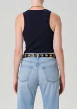 Isabel Rib Tank - Navy