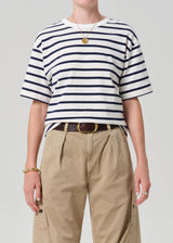 Goldie Tee In Marine Stripe - Oak Hall
